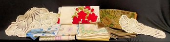 Grouping Of Vintage Table Linens, Fabrics, Apron, Etc.