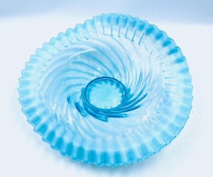 Spiral Optic Blue Console By Fenton