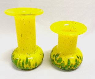 Incredible Pair Of Weighted Hand-blown Vases