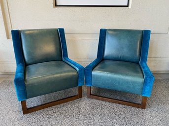 Sleek Modern Design 2-tone Blue Lounge Chairs