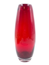 Simple And Sleek Handblown Ruby Red Vase