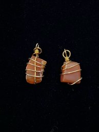 2 Unique Wire-wrapped Stone Pendants