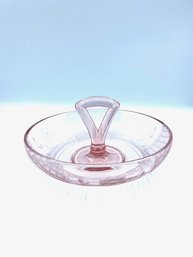 Vintage Pink Depression Glass Center Handle Serving Bowl