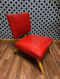 Viking Artline Style MCM Accent Chair In Red Vinyl