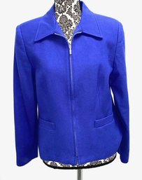 Bold Royal Blue Vintage Sag Harbor Ladies Zippered Blazer/coat - 14 Petite