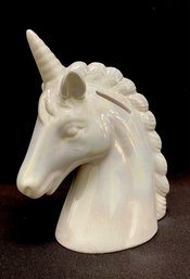 Pearlescent Glazed Ceramic Unicorn Coin Bank