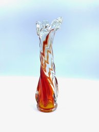 Intriguing Amberina ---- Swing Glass Spiral Bud Vase