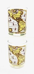 Pair Of Vintage MCM Hand-blown Map Rocks Glasses