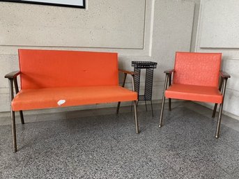 Fantastic Orange Vinyl MCM Seating