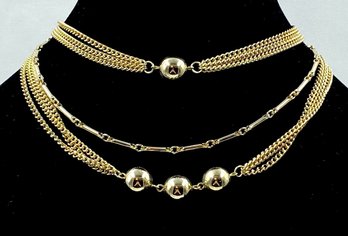Unique Gold Tone 3-tier Vintage Necklace