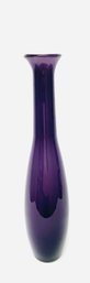 Stunning 21' Nordic Style Cased Art Glass Vase In Eggplant W/ White Interior