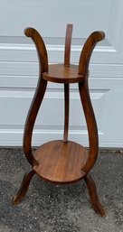 Solid Wood Carved 2 Tier Plant Stand
