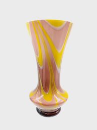 Incredible Psychedelic Swirl Handblown Cased Glass Vase