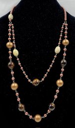 Elegant Faux Pearl & Bead Double Strand Necklace