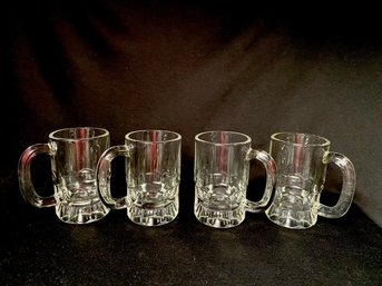 Set Of 4 Vintage Weighted Glass Coffee Mugs