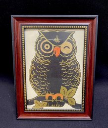 Framed Gold Accented Owl Print