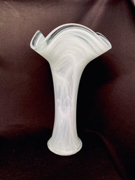 Large Handblown Ecoglass Ruffled Edge Recycled Glass Vase - Spain