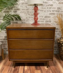 Classic Vintage Mid Century Modern 3 Drawer Walnut Dresser