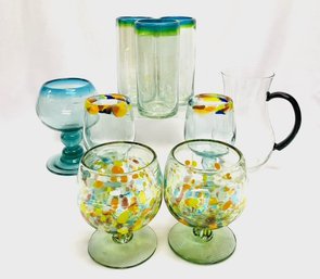 Large Assortment Of Hand-blown & Recycled Hand-blown Glassware & Stemware