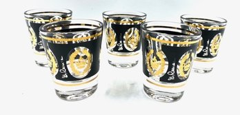 Vintage MCM Signed G. Reeves For Libbey 22KT Gold Shot Glasses