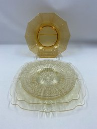 Collection Of 5 Depression Glass Plates