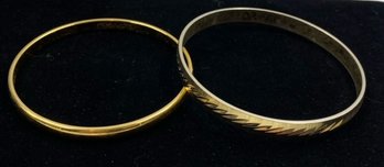 Pair Of Vintage Signed Monet Goldtone Bangle Bracelets