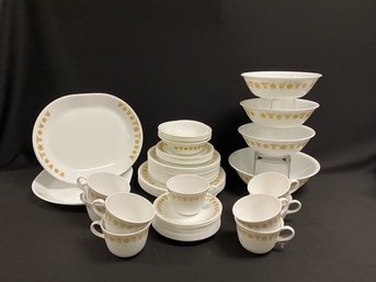 Vintage Corelle Golden Butterfly Dish Set - 65 Pieces