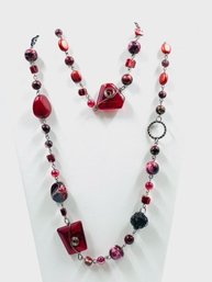 Artisan Crafted Black Cherry Art Glass & Wire Necklace