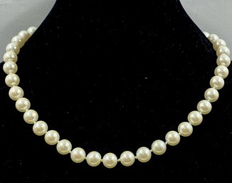 Vintage Signed Hand-Knotted Carolee Pearl Strand W/ Goldtone Clasp