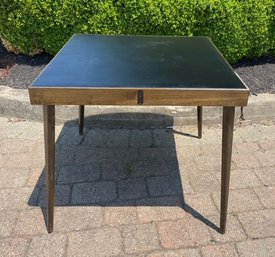 Vintage Card Table W/ Upholstered Leatherette Top Surface