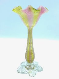 Sculptural Handblown Art Glass Figural Floral Bud Vase