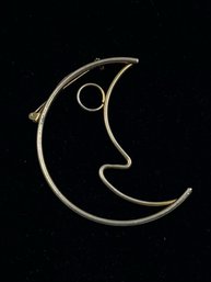 Quirky Crescent Moon Shaped Brooch