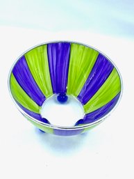 Paint Decorated 3-toed Bowl By Detroit Glass Company