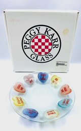 Peggy Karr Art Glass Handmade Conversation Hearts Bowl--