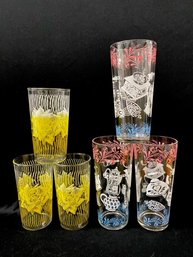 Grouping 5 - Two Trios Of Collectable MCM Glassware