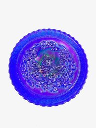 Pristine Imperial Glass Signed Windmill Blue/purple Carnival Glass Plate