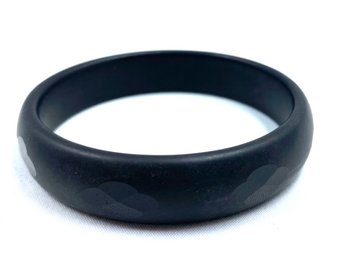 Carved Matte Black Stone Bangle W/ Faceted Design