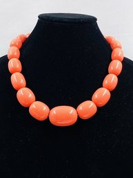 Vintage Coral Tone Large Chunky Graduated Bead Necklace