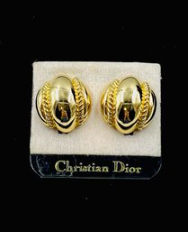 Fabulous Vintage Signed Christian Dior Clip Earrings On Original Card