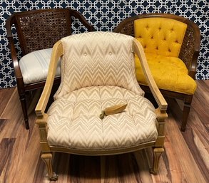 Trio Of Vintage MCM Barrel Style Chairs For Restoration/repair