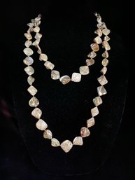 Incredible 60' Genuine Baroque Mother Of Pearl Single Strand Necklace