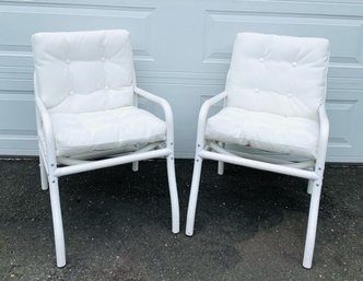 Pair Of Vintage PVC Patio Chairs W/ Cushions By PVC Chair Co.