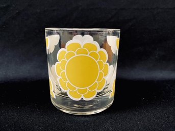 Vintage Collectable Yellow Daisy Signed Rocks Glass By Colony