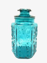 Vintage Show Off Teal Canister By Federal Glass