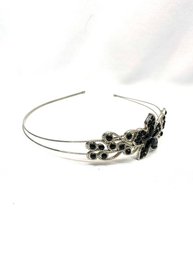 Silvertone W/ Black Rhinestone Detail Headband