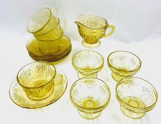 Collection Of Sharon Rose Amber Depression Glass By Federal Glass Company