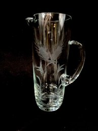 Vintage Pitcher W/ Etched Wheat Design