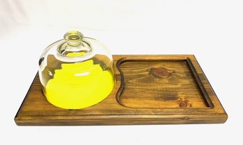 Vintage Cheese & Cracker Serving Tray W/ Glass Dome