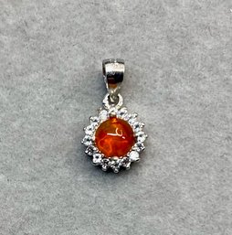 Diminutive Orange Fire Opal 925 Pendant