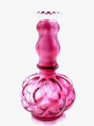 Vintage Handblown Bulbous Cranberry Flash Glass Bud Vase